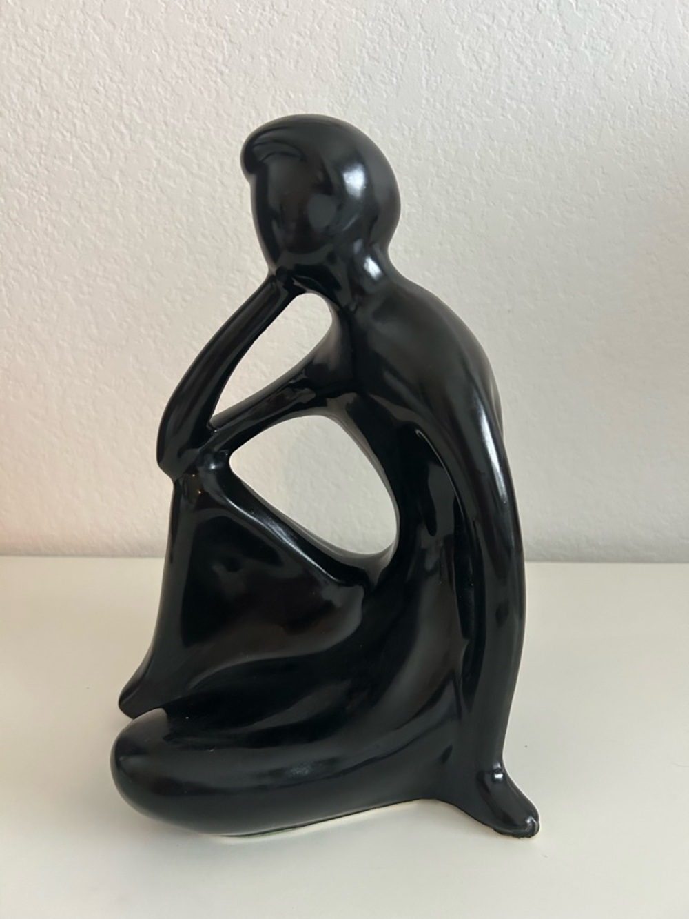 Vintage Ceramic Thinking Man Figurine Modern Abstract Thinker Sculpture